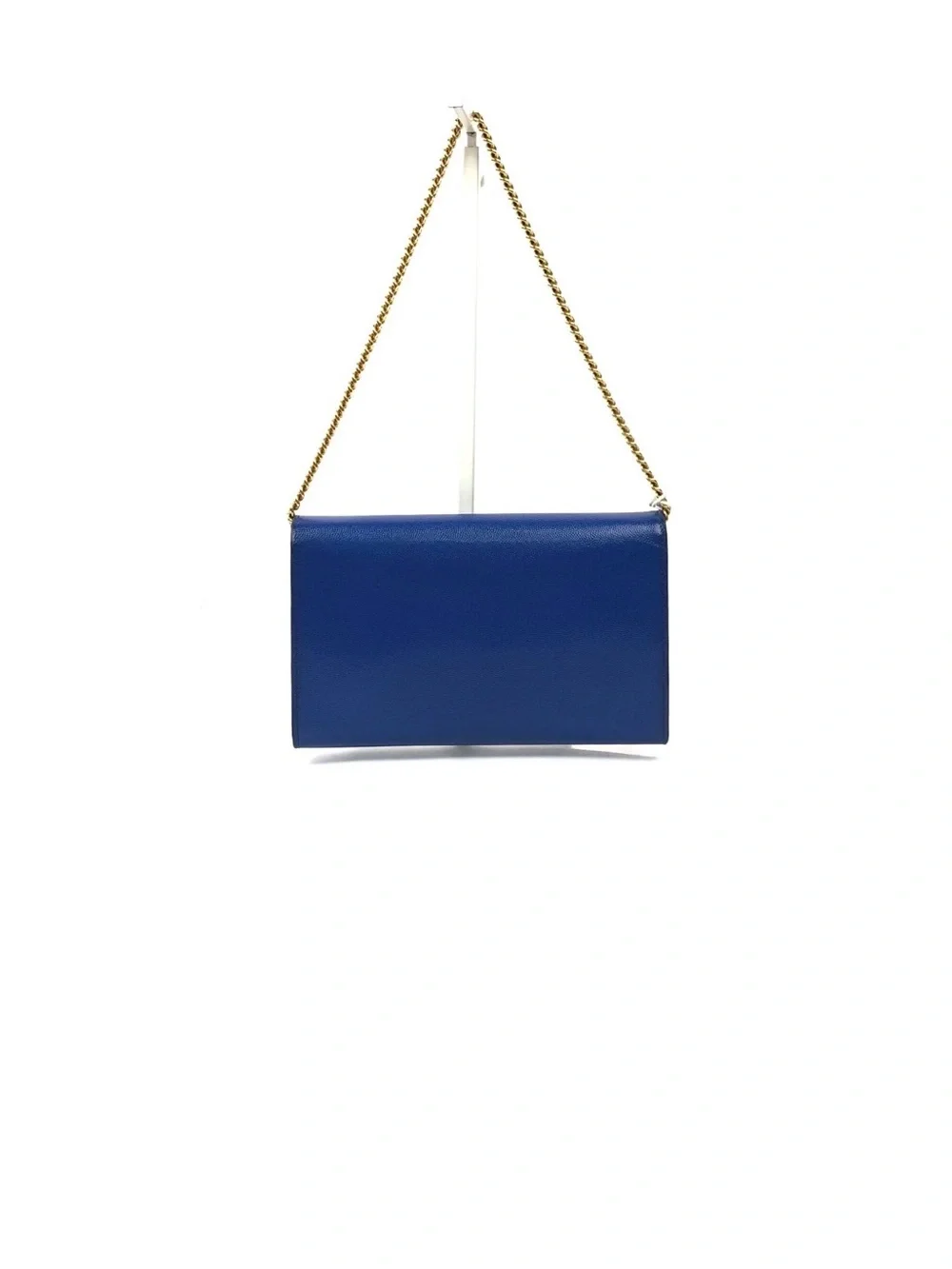 YVES SAINT LAURENT Saint Laurent Blue Leather Classic Letters Chain Clutch Bag